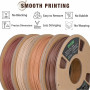 OVV3D Filament PLA 1.75mm Pack, Lot de 4 Filament Imprimante 3D PLA Bois 4x200g, Filament 3D Effet Bois (Noyer Noir, Cerisier, C