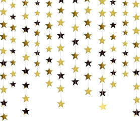 65 Pieds Forme d'étoile Papier Guirlande Probuk 5 * 4m Doré Bannière de Guirlande en Papier D'étoiles à Suspendre Réfléchissante