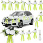 Deco Voiture Mariage, 13pcs Noeud Voiture Mariage Capot Porte Rétroviseur | Fleurs Artificielles Équipées de Ventouses, Idéales