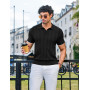 COOFANDY Polo Homme Manches Courtes Tricoté Polo Golf Décontracté T-Shirt Été Slim Fit