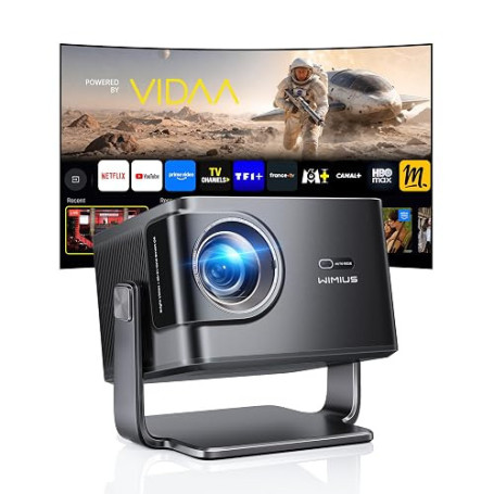 Vidéoprojecteur 4K【2500 ANSI/VIDDA OS/Dolby 56W】WiMiUS Vidéoprojecteur Home Cinéma 4K Auto Focus/Keystone Rotation 225°,Contrôle