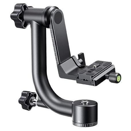 K&F Concept Tête Panoramique Aluminium 360° Charge 20KG | Plaque rapide 1/4", niveau à bulle, levage 70mm, pour reflex numérique