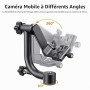 K&F Concept Tête Panoramique Aluminium 360° Charge 20KG | Plaque rapide 1/4", niveau à bulle, levage 70mm, pour reflex numérique