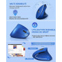 Souris ergonomique verticale sans fil 2,4 GHz, rechargeable, optique haute précision, réglable 800/1200/1600 DPI, pour ordinateu