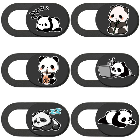 PRESSINART 6Pcs Couvercles Caméra Ordinateur Portable Glissière Protection Webcam Motif Panda Cache Caméra Smartphone Tablette M