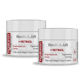 RevitaLAB - Hyaluron - Crème de jour et de nuit anti-âge, enrichie en rétinol, caviar et raisins rouges, pour personnes de 50 à 