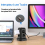 Vopersnake Multiprise Tour avec Interrupteur, 8 Prises et 4 USB, Parafoudre & Protection Contre Surtension, Rallonge Electrique 