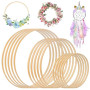 Cercle en Bois, 15Pcs Cercle Attrape Rêve, Anneaux Attrape Rêve en Bois, Cerceau Floral pour Décoration de Couronne de Noël, Att