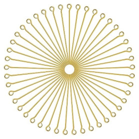 TOAOB 100 pcs Épingle à Oeil en Acier Inoxydable Aiguilles Tiges Clous Tête Ronde Doré 70 mm Accessoire pour Fabrication de Bijo