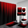 AAtter Lot de 4 rideaux de douche noirs et rouges de style simple ombré bordeaux foncé 60 x 72 L avec tapis antidérapant, housse
