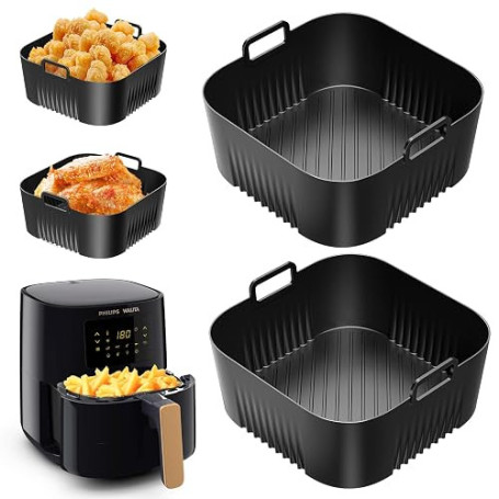 2psc 17cm Moule Air Fryer pour Philips 4.1L Airfryer Série HD9252/90 | Silicone Plat Air Fryer pour Series 5000 4.1L HD9255-80,
