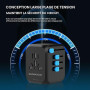 Adaptateur de Voyage Universel dans Le Monde Entier avec PD20W, 2 USB, 1 USB C et 1 Prise AC, Adaptateur de Prise International,