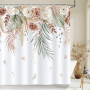 Bonhause Rideau de Douche Boho Tropicale Fleurs Feuilles Rideau de Bain Tissu Polyester Anti Moisissure Imperméable Lavable Ride
