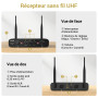 TONOR Micro Karaoke sans Fil, UHF Microphone Systèmes Dynamique Chant Portable à Main Double avec Récepteur pour Karaoké/Fête/Di