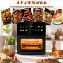 Friteuse à air chaud et mini four 12 en 1 1700 W numérique | 12 programmes de cuisson, 85 % d'huile en moins, double bac et acce