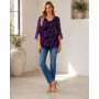 Hotouch Chemisier Femme Manches 3/4 Elegant Fluide Double épaisseur Tunique | col en V Mousseline Blouse Haut| Floral/Unie/Paill