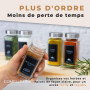comforder 24 Pots à Épices Verre 120 ml, 336 Étiquettes Françaises, Métal | 2 moulins réglables, 36 couvercles verseurs, marqueu