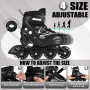 LIRENGUI Réglables Patins à roulettes en Ligne pour garçons et Filles, Noir Blanc Patins à roulettes à 4 Roues pour Adolescents 