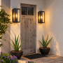 FTL Lampe Murale Extérieure 2 Stück, Noir Applique Murale Lanterne, E27 | Porche Éclairage d’Extérieur avec Abat-Jour en Verre, 