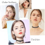 Kiszu Ensemble de colliers ras-du-cou noirs classiques en velours gothique avec pendentif punk pour femmes et filles avec sac de