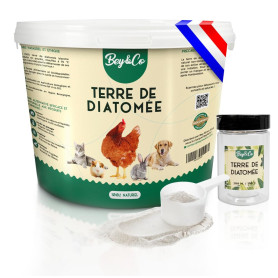 Bey&Co® Terre de Diatomée Alimentaire Blanche Non Calcinée | Hygiène Naturelle Chat, Chien, Poule, Maison, Jardin, Potager (1,5K