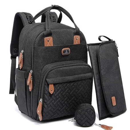 Dikaslon Sac a Langer Bebe, Sac à Langer à Dos Grande Capacité 18 Poches, Polysteer Déperlant, Tapis à Langer, Porte Tétine, San