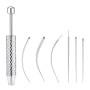 Ensemble d'outils d'insertion de piercing en acier inoxydable avec 6 aiguilles interchangeables, applicateur de boucles d'oreill