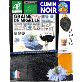 Nabür - 250 gr Graine de Nigelle, Graine de Nigelle BIO, Cumin Noir, Cuisine, Infusion, Pâtisserie