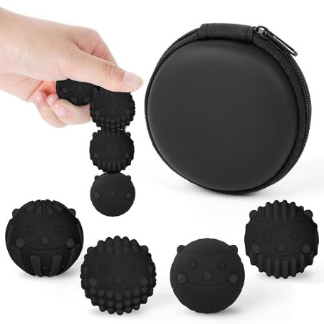 Ainiv 4pcs Balle Anti-Stress Adulte, Jouets Anti-Stress Magnétiques, Noir | Boules Magnétiques Texturées Sensoriels, Silicone Fi