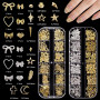 Solivive Lot de 7 Boîtes Strass Ongle Nail Art avec Bijoux Ongles, Nail Art Décorations 3D- avec Stylo à Cire pour Strass et Pin