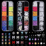 Solivive Lot de 7 Boîtes Strass Ongle Nail Art avec Bijoux Ongles, Nail Art Décorations 3D- avec Stylo à Cire pour Strass et Pin