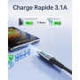 INIU Câble USB C, QC Cable USB A vers USBC Charge Rapide [2m+2m+0.5m] | Nylon Tressé, Charge Rapide, Indicateur LED, pour iPhone