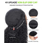 Half Wig Human Hair 20 Pouces Bouclée Perruque Demi Tete 180 Densité Water Wave Glueless Wig 3 In 1 Seamless Flip Over Drawstrin