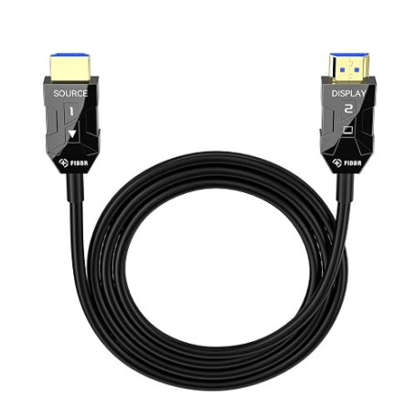 FIBBR 8K HDMI 2.1 Câble Optique 15M, 48Gbps Ultra Rapide HDMI Câble Actif AOC, 8K@60Hz 4K@120Hz/144hz eARC HDCP 2.2 et 2.3 Dynam