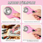 Cutter Rotatif Couture 45mm Rose avec 10 Lames de Rechange, Couteau Circulaire en Acier Inoxydable avec Mécanisme de Protection