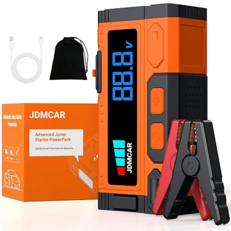JDMCAR Booster Batterie Voiture 10000A 12V Jusqu'à10,0L Gaz/9,0L Diesel | Performances Puissantes 10000A, 12V, Portable, Lumière