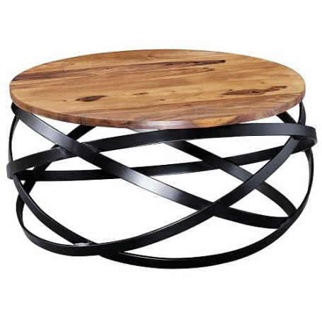 FineBuy Table Basse Bois Massif Sheesham Table de Salon 60 x 30 x 60 cm | Table d'appoint Style Industriel | Meubles en Bois Nat