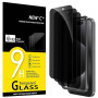 NEW'C Verre Trempé pour iPhone 15 Pro Anti-Espion, Vitre Protection Écran | Outil d'installation inclus, Lot de 3, Noir, 6,1 pou