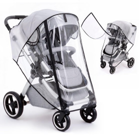 Orzbow Habillage Pluie Universelle pour Poussette, Transparente | Protection Pluie Poussette Universelle avec Porte Enroulable à