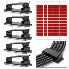 Chesbung Adhésifs Clips Câble Lot de 50 Clips de Câble Adhésifs 3M pour Câbles Ethernet et Système de Gestion de Câbles pour TV,