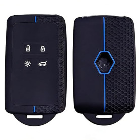 Coques de Clé Renaul-t Clio, Coque en Silicone de Voiture - 4 Boutons-Blau | pour Renaul-t Clio Megane Koleos Kadjar Kangoo Twin