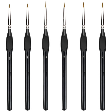 Flintronic Pinceau de Détail, 6 Pièces Détail Pinceau Professionnels, Pinceaux Fins, pour la Peinture à L'aquarelle Gouache et A