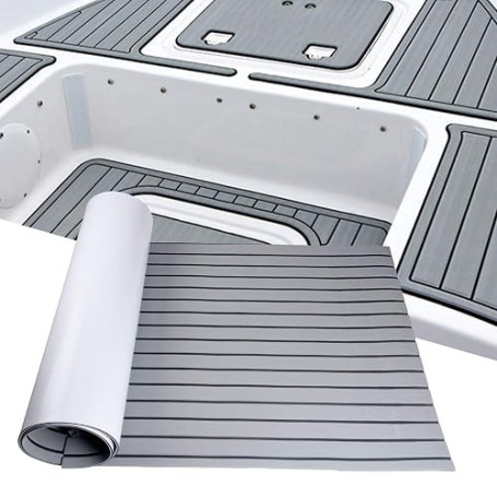 SenMore Tapis de Sol en Mousse Marine EVA, Tapis Antidérapant en Bois de Teck Lmitation, Utilisé pour Bateaux, Yachts, Véhicules