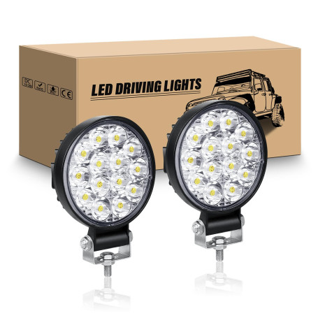 RIGIDON 2x Mini Phare de Travail Led, 3.2 Pouces 42W Spot Led 4x4 Ronde | 12V 24V, 6000K Blanc, étanche, Spot Feu antibrouillard