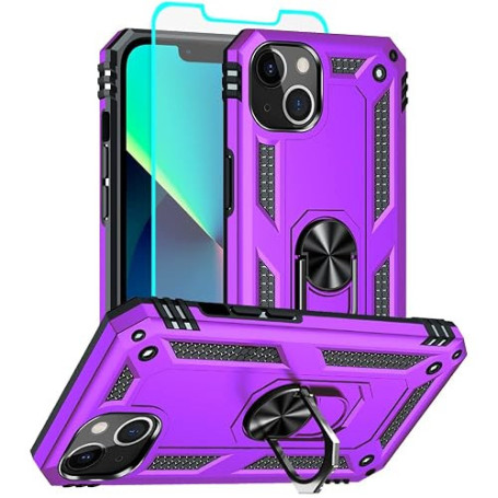 Coque pour iPhone 13, coque de téléphone pour iPhone 13 avec protecteur d'écran HD, qualité militaire de 4,9 m, testée contre le