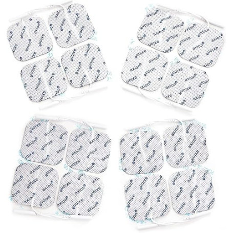 axion® 16 électrodes pour électrostimulateur TENS EMS 4x4 cm | Broche 2 mm | Électrodes TENS EMS autocollantes et réutilisables