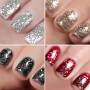 Vishine Vernis Gels Semi-Permanents, Lot de 4 Couleurs Pailleté Or Argent Rouge Noir Collection Nail Art Vernis à Ongles UV LED