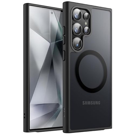 JETech Coque Magnétique pour Samsung Galaxy S24 Ultra, Noir | Compatible avec MagSafe, Dos Translucide Mat, Étui Housse Protecti