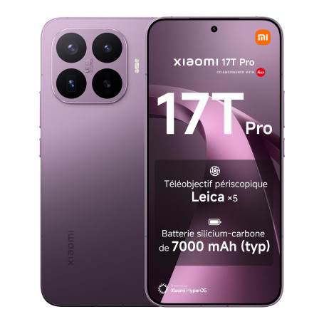 XIAOMI 17T Pro Smartphone 12 Go + 1 to Téléobjectif Leica x5 - Violet foncé | Écran 6,83 pouces 144Hz, batterie 7000mAh, 5G, Hyp