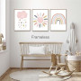 AFCJLTO Lot de 3 posters，Affiche Chambre Enfant Deco， Tableau Fille Decoration，Arc-en-Ciel Nuage Soleil Affiche sans Cadre，Idéal